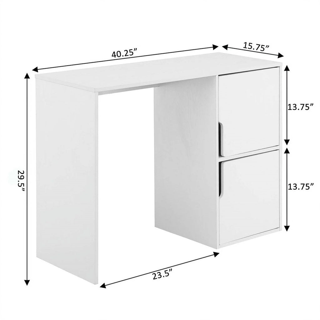 Student Desk with Storage Cabinets in White Wood Finish K257