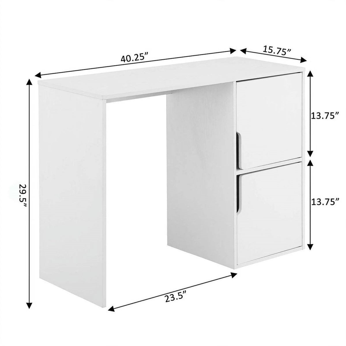 Student Desk with Storage Cabinets in White Wood Finish K257