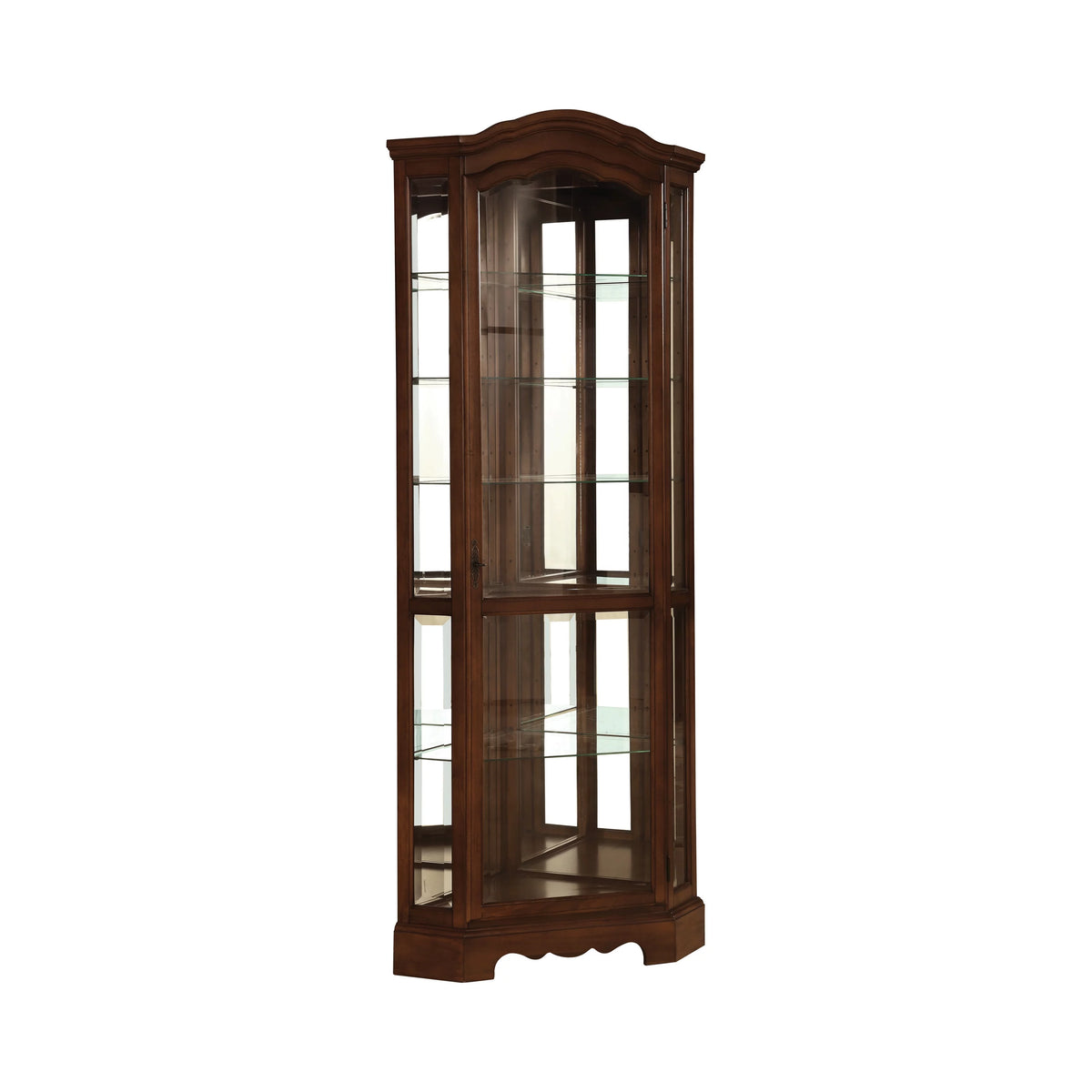 6-shelf Corner Curio Cabinet Burnished Brown H1002