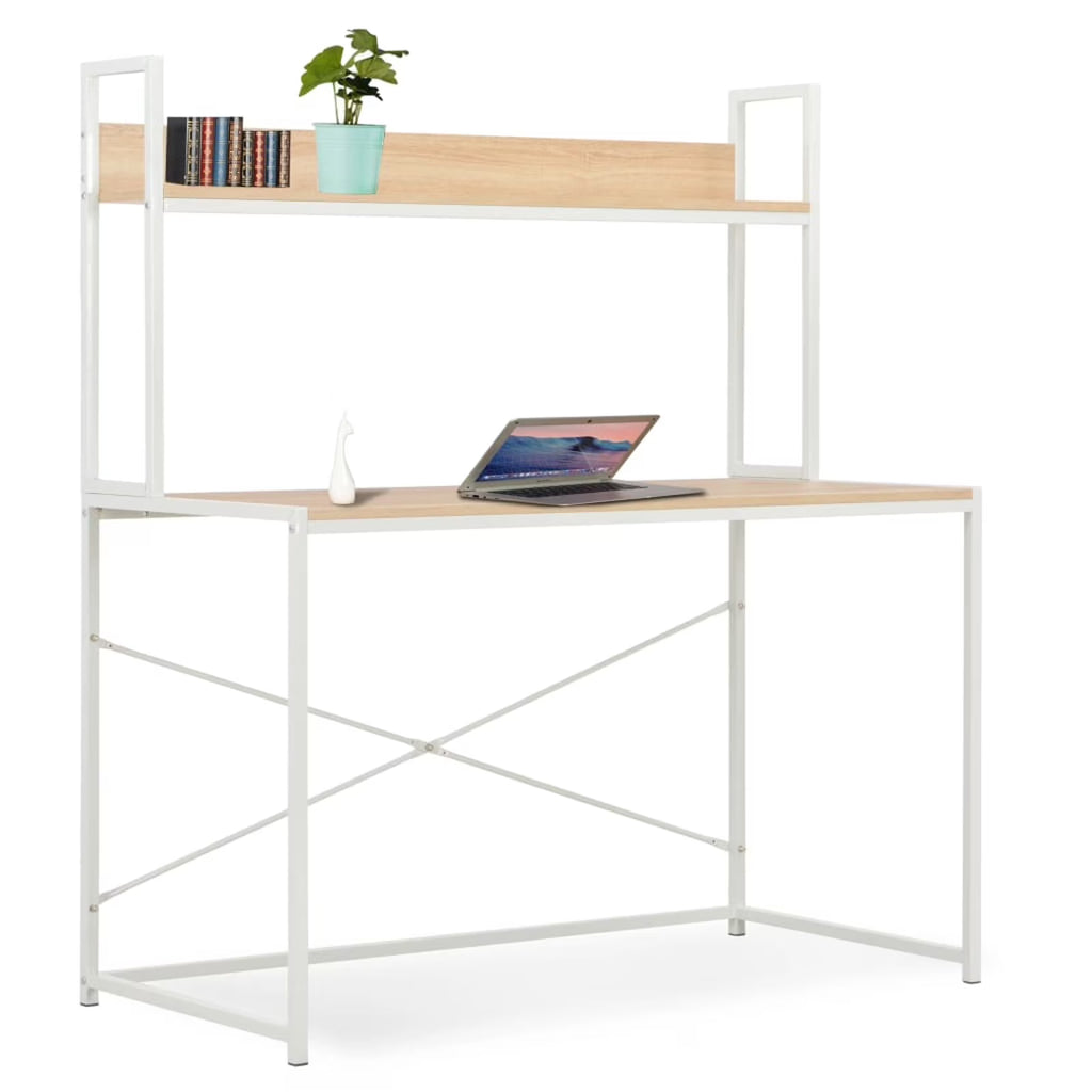 White and Oak Computer Desk L195611