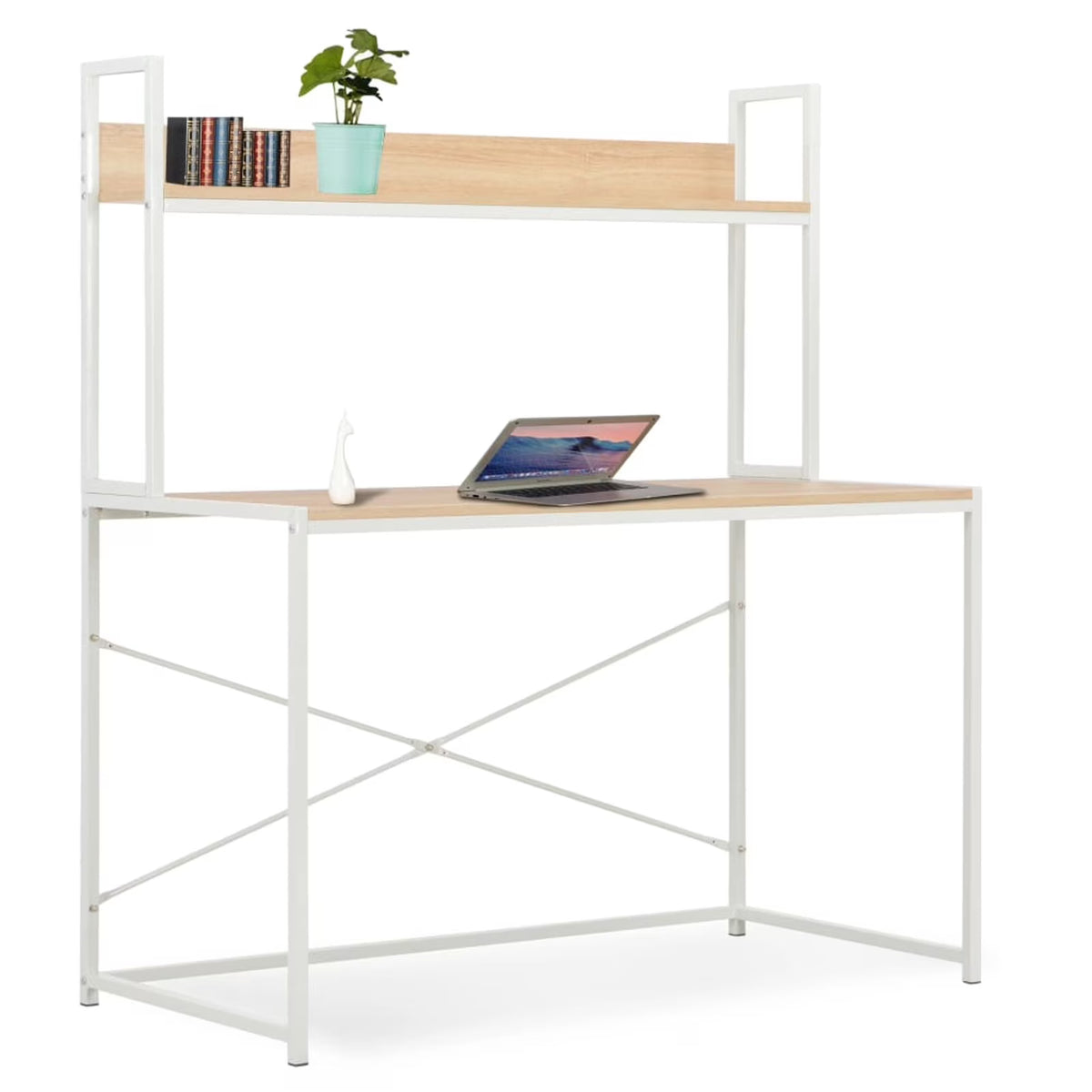 White and Oak Computer Desk L195611