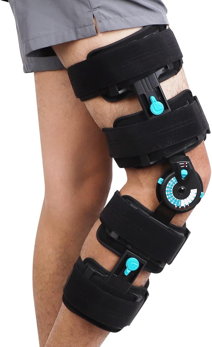 Hinged Post Op Knee Brace Adjustable ROM Leg Stabilizer V549