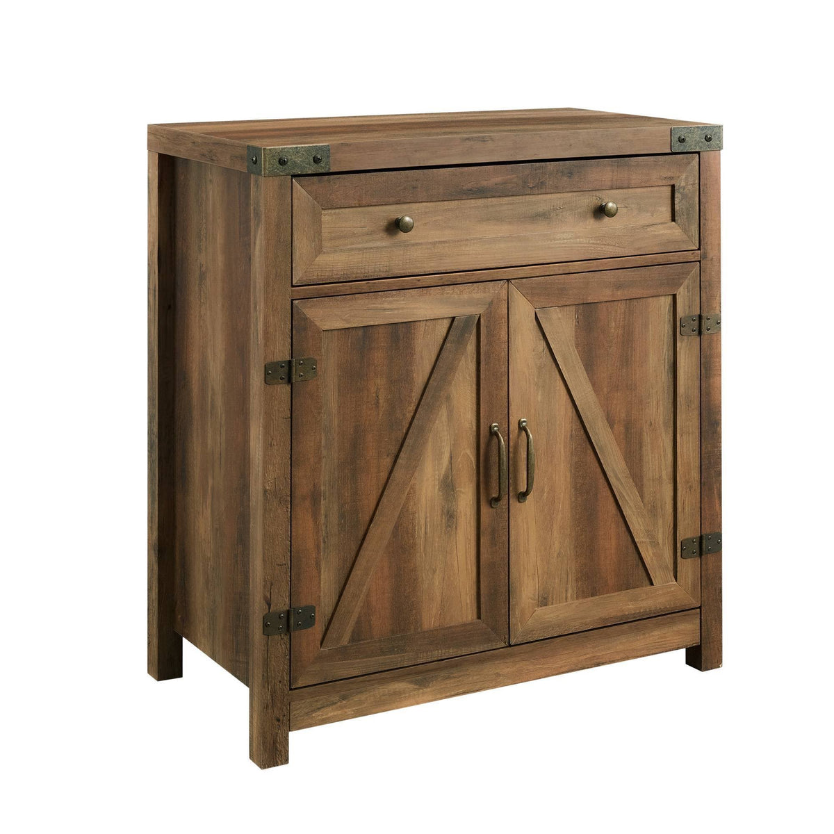 Rustic Farmhouse Barn Door Accent Cabinet Brown N65937