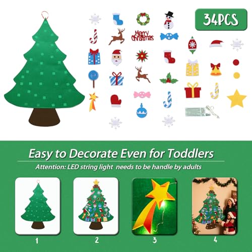 Felt Christmas Tree Set with 34 Detachable Ornament K460