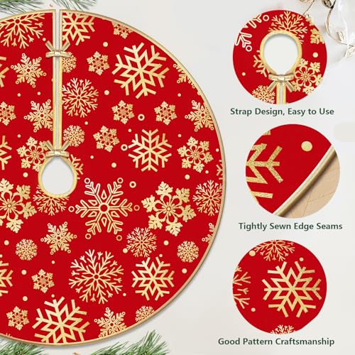 36 Inch Snowflake Round Red Tree Skirt I258355