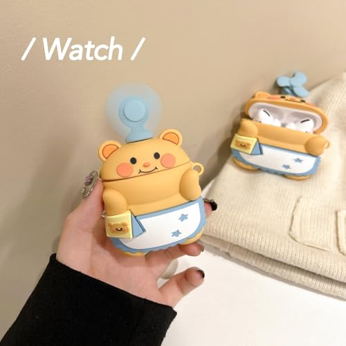 3D Cartoon Silicone Protective Cover with Keychain for AirPods 1/2 Case Y7830