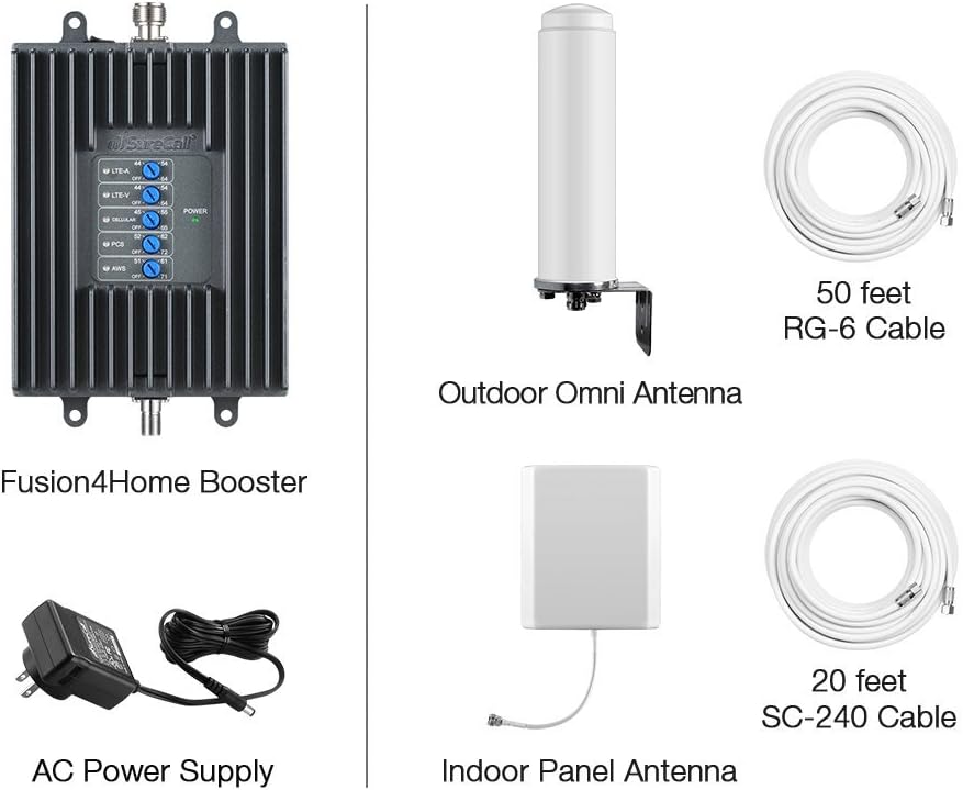 Cell Phone Signal Booster Kit, 3,000 Sq Ft, Black H190