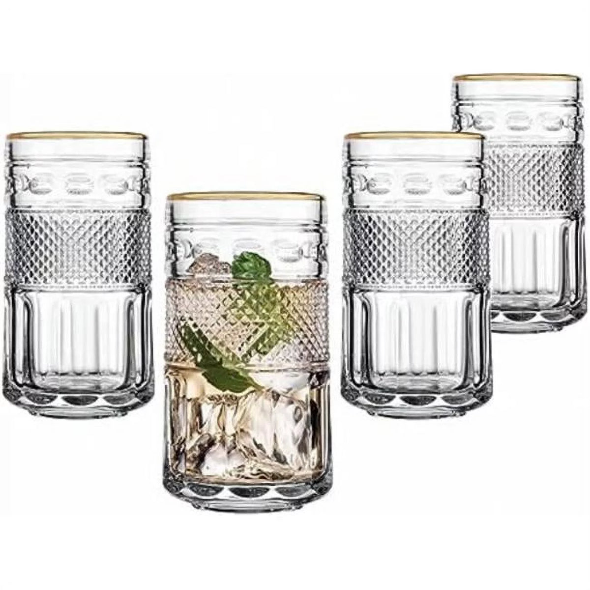 12 oz Gold Rim Highball Glass Cup S59275