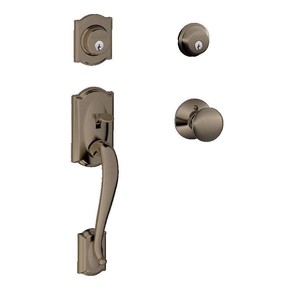 Antique Pewter Double Cylinder Handleset with Knob C9967