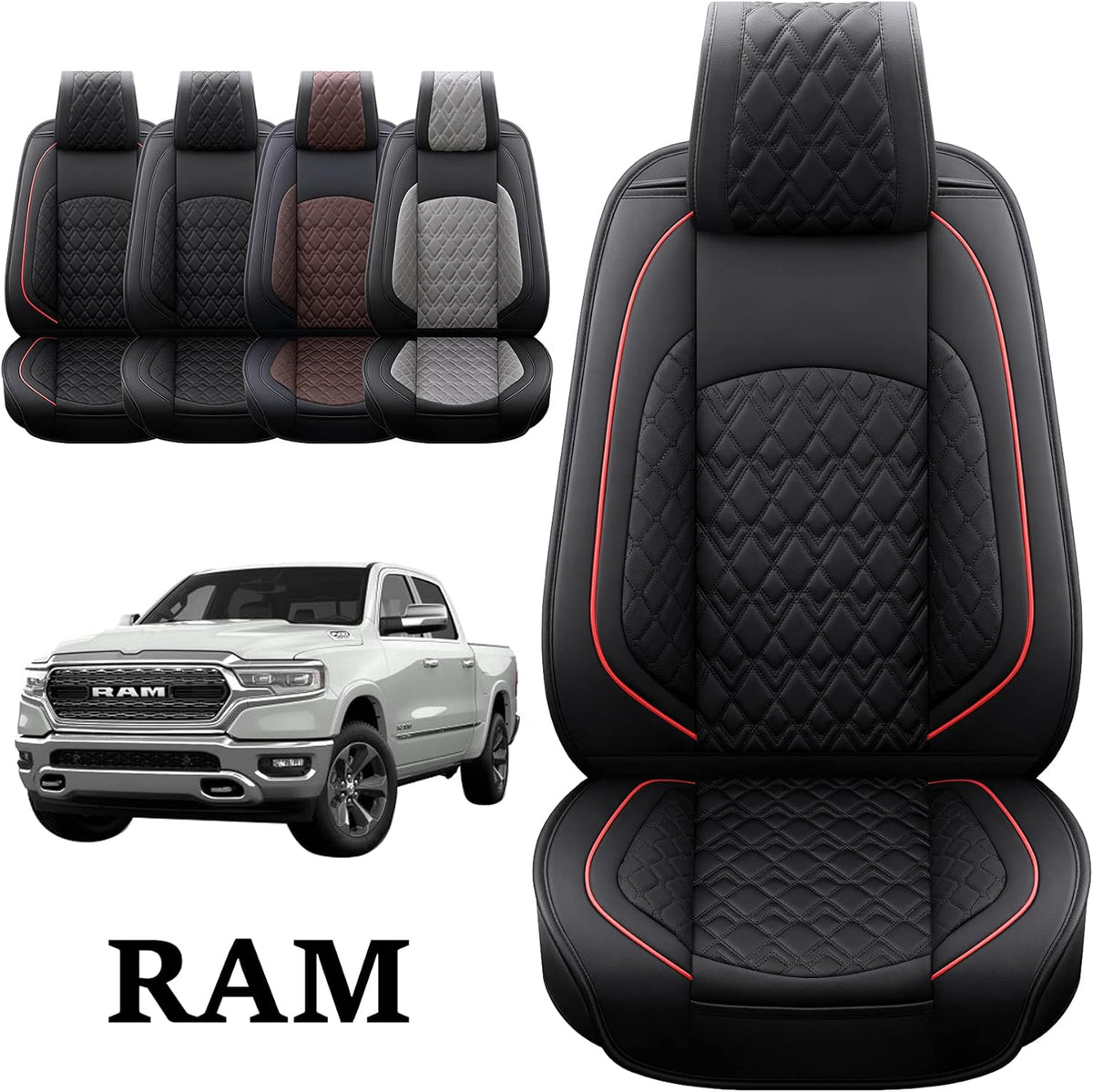 Black 2 Pcs Waterproof Synthetic Leather Car Seat Covers G67500
