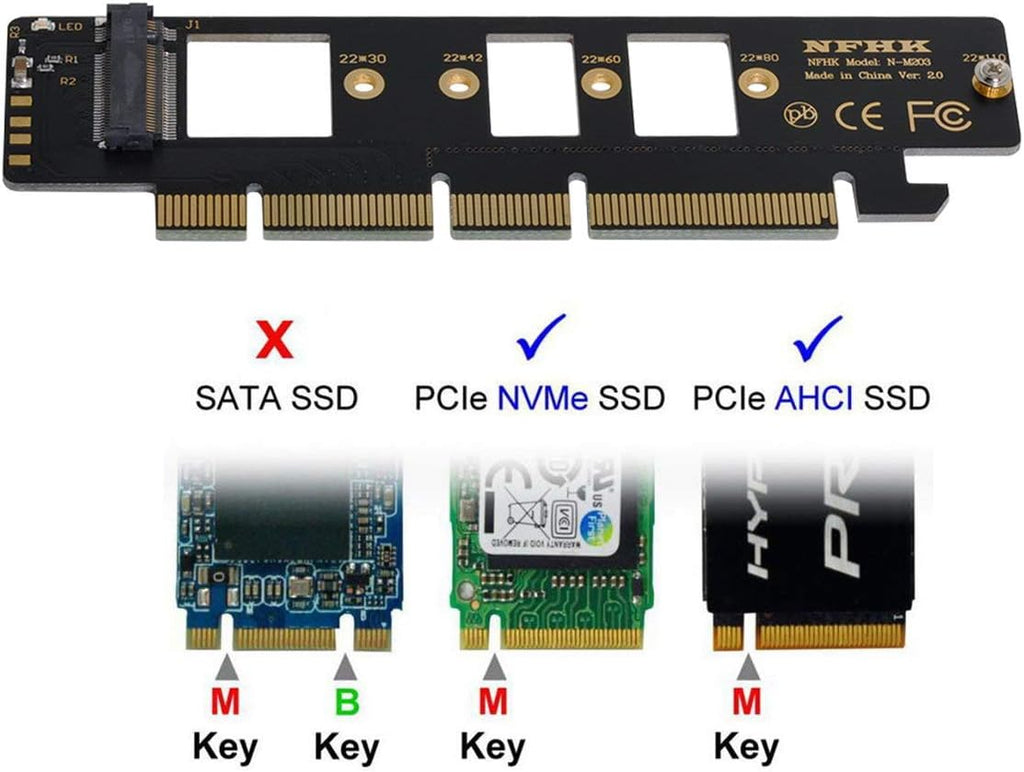 NGFF M.2 M-Key NVME AHCI SSD to PCI-E 3.0 16x 4X Adapter F6685