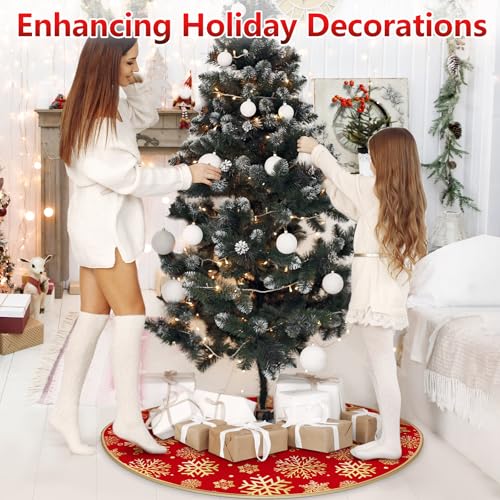 36 Inch Snowflake Round Red Tree Skirt I258355