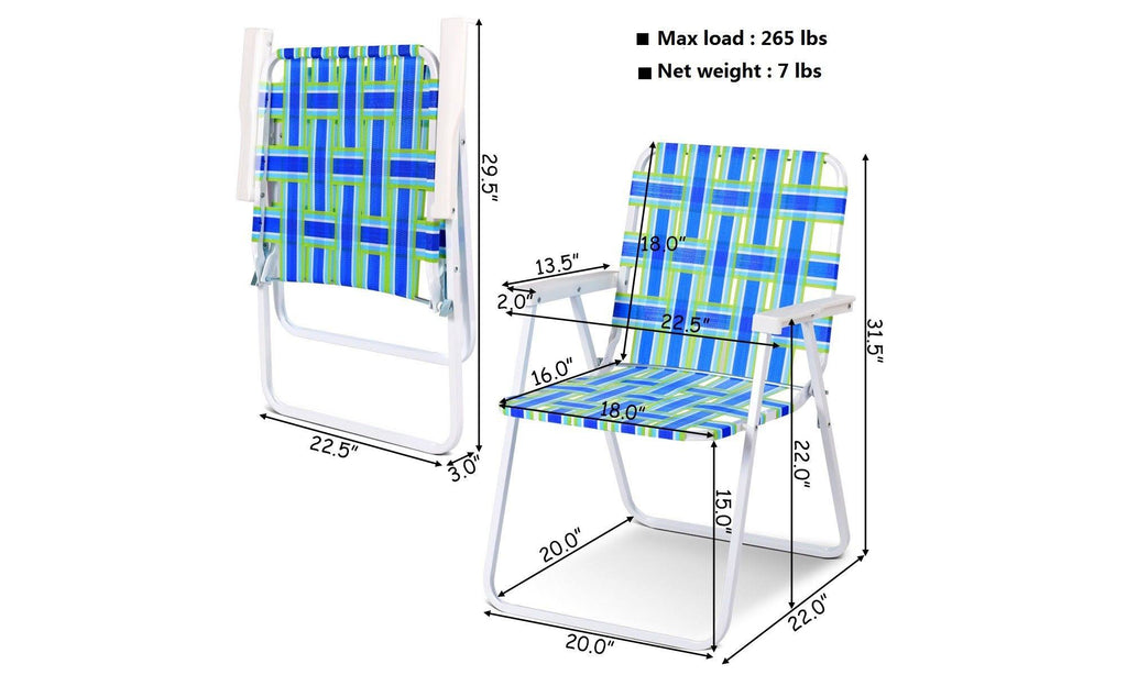 6 Pcs Folding Beach Chair Camping Lawn Chair Blue N73231