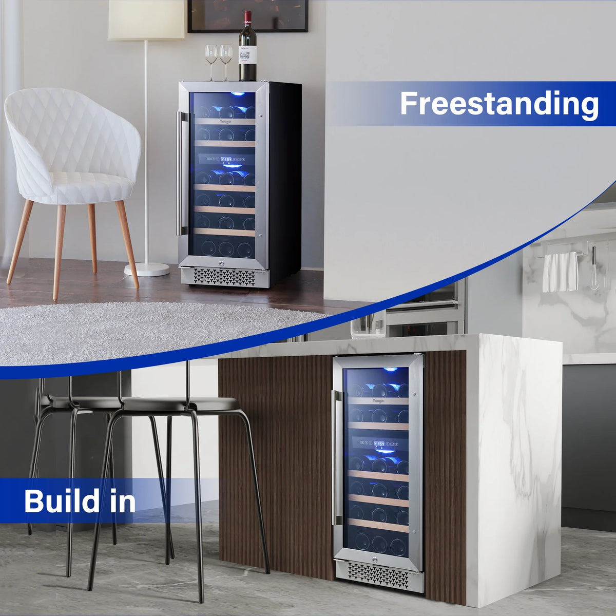 15" 28 Bottle Dual Zone Wine Cooler Refrigerator F6784