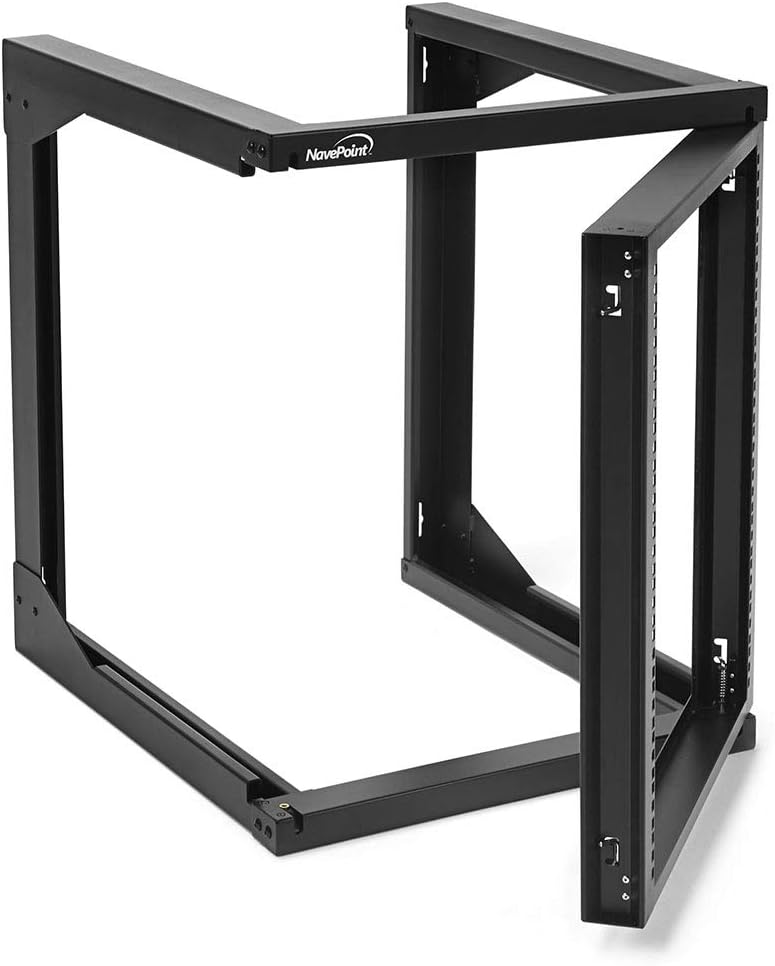 12U Wall Mount Open Frame Network Rack with Swing Out Hinged Gate Q576560