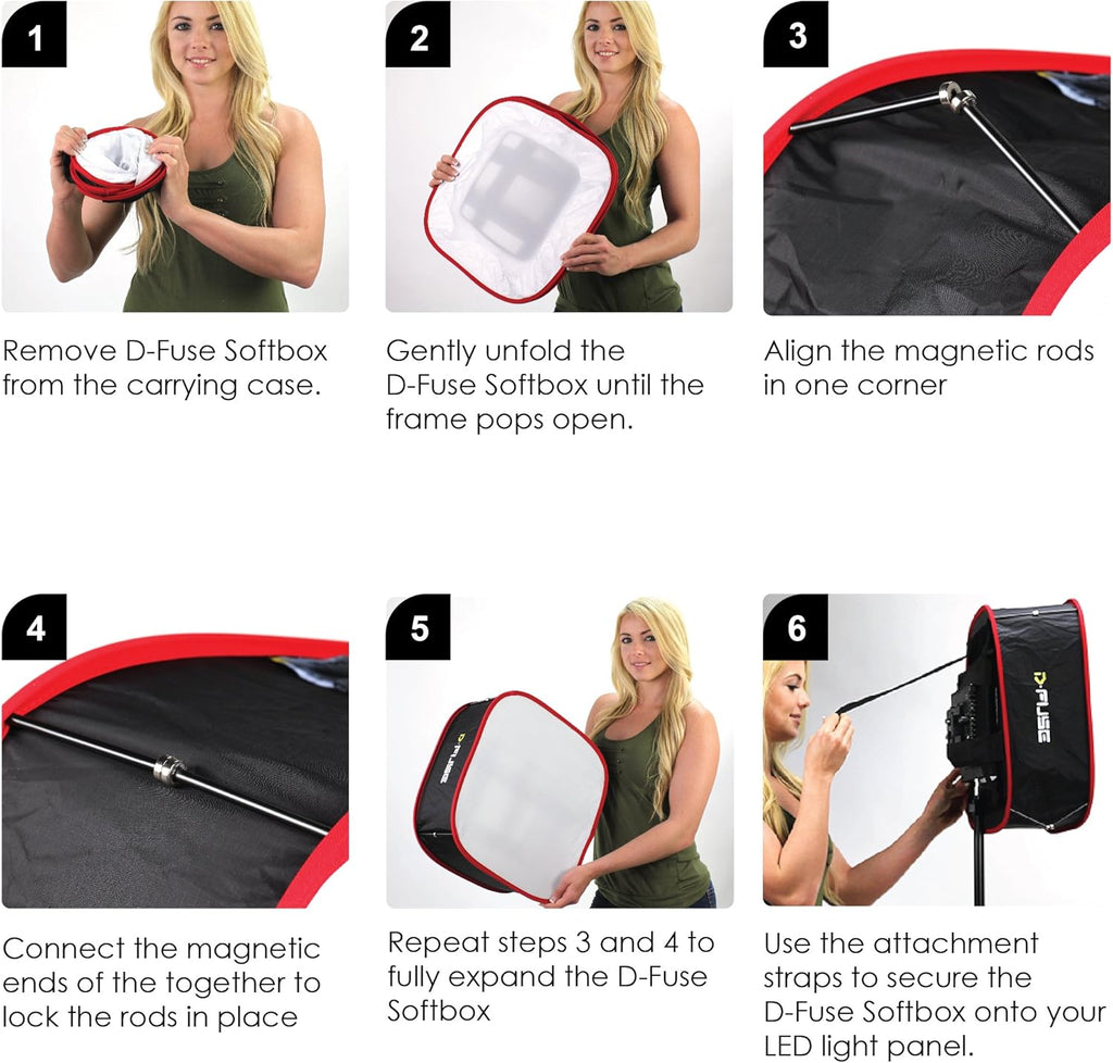 Large LED Light Panel Softbox & Softbox Grid, 12"x12" Pack of 2 H97118