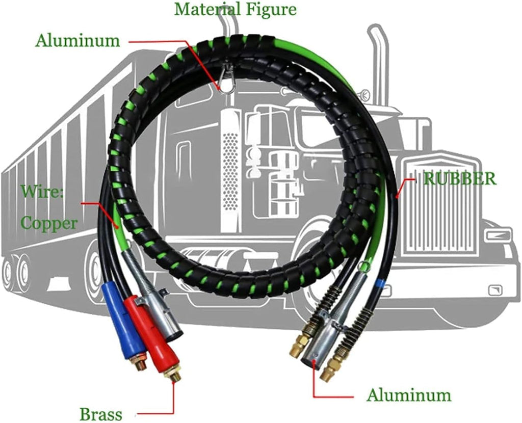 12Ft 3in1 ABS & Power Air Line Hose Assemblies for Semi Truck Trailer Tractor Q663