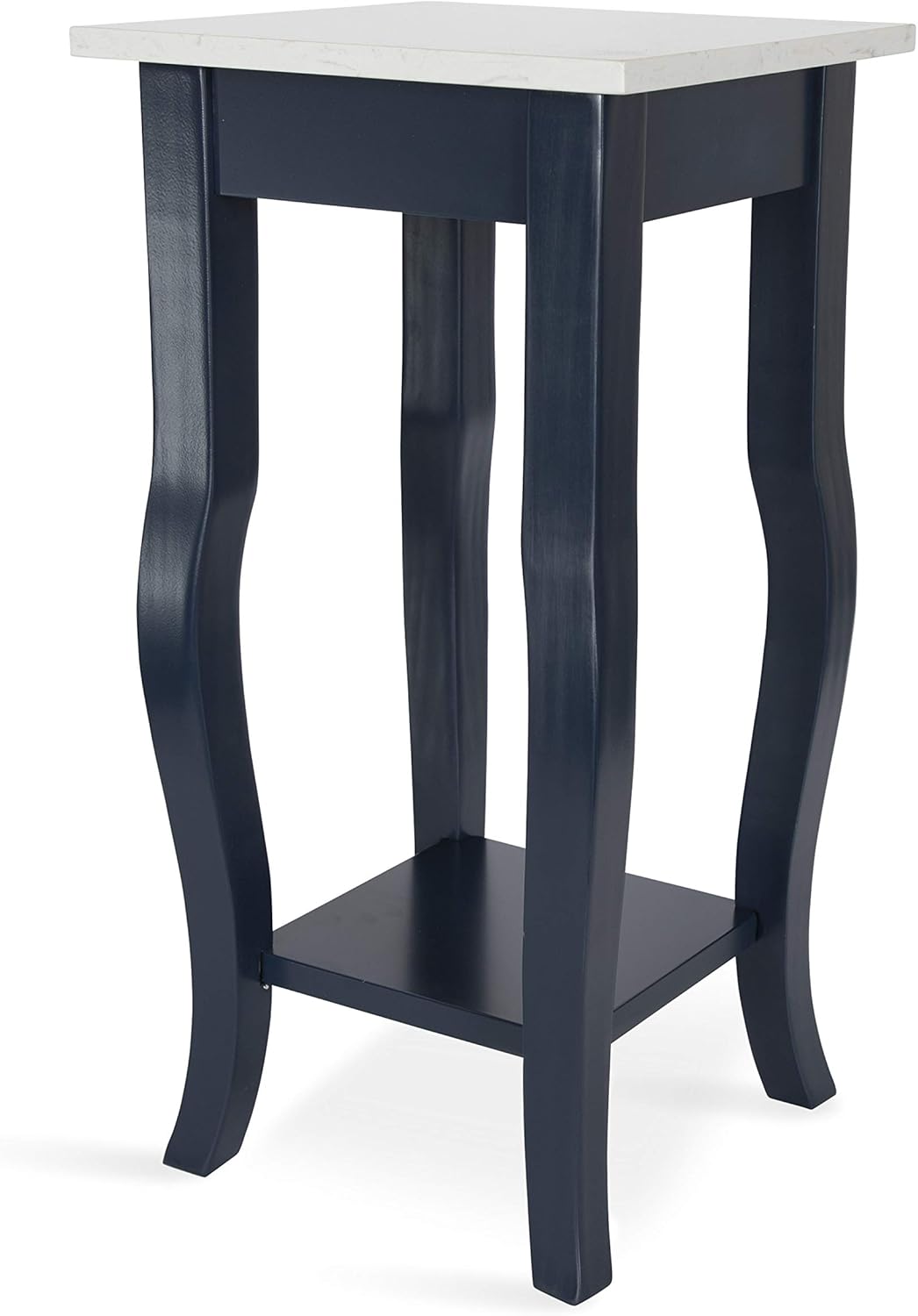 Black Wood Pedestal End Table with Display Shelf P51947