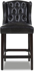 Vintage Black Brown Faux Leather Armless Counter Height Bar Stool M51319