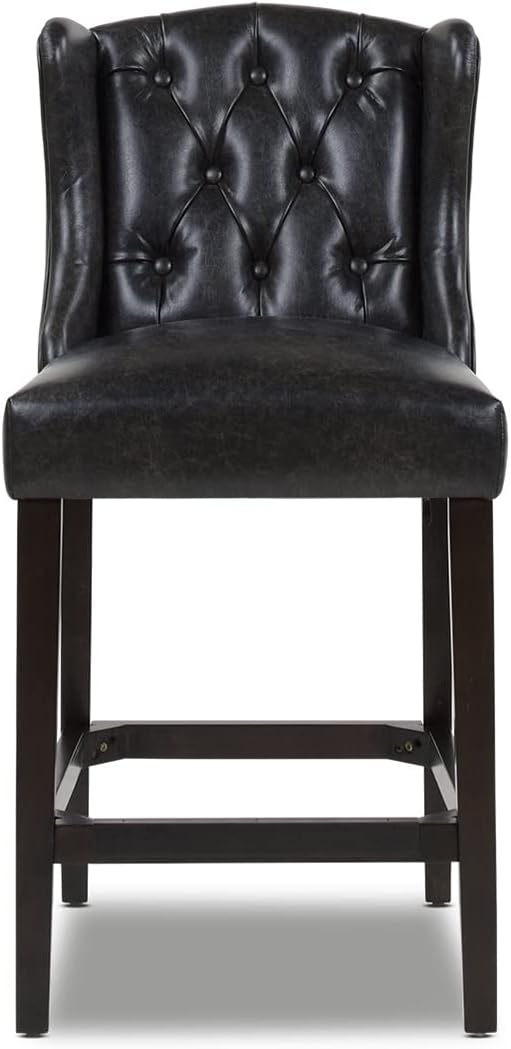 Vintage Black Brown Faux Leather Armless Counter Height Bar Stool M51319