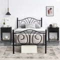 Twin Size Metal Bed Frame and 2 Black Nightstands Y256205