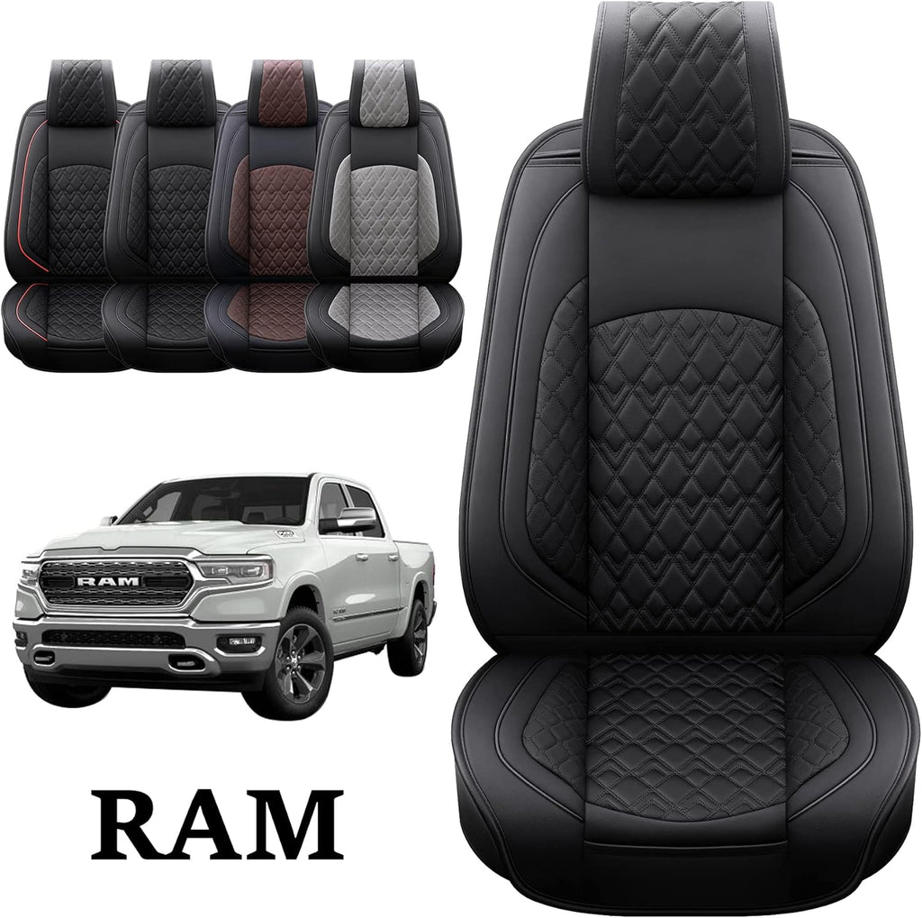 Black 2 Pcs Waterproof Synthetic Leather Car Seat Covers G67500