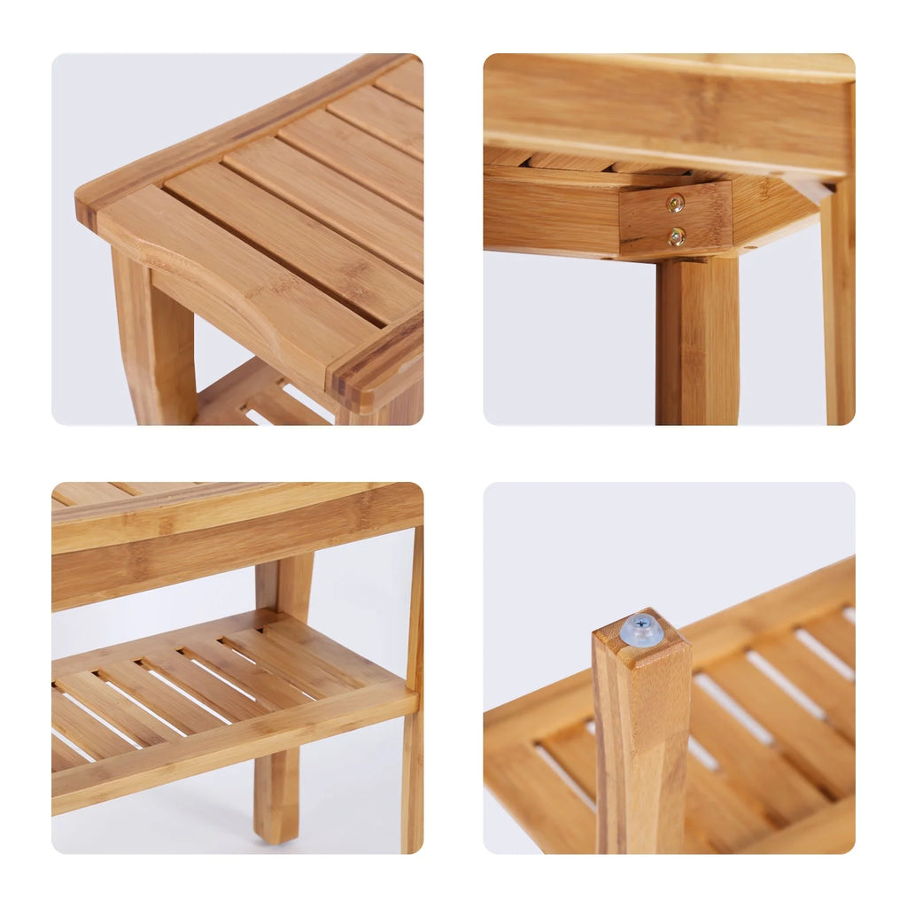 Bamboo Shower Bench with Storage Shelf Z944