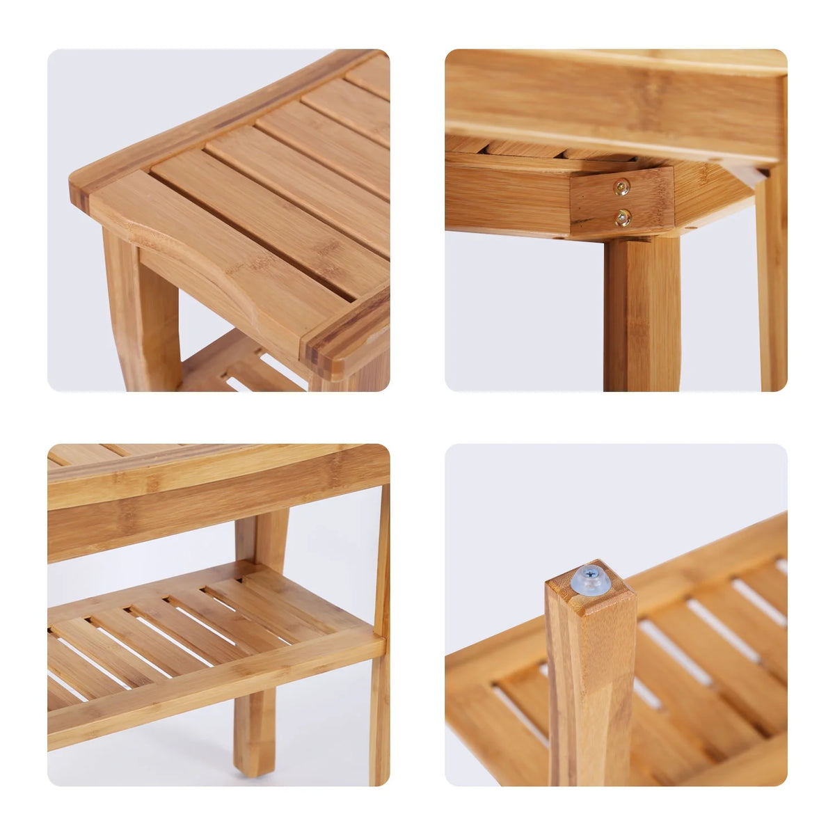 Bamboo Shower Bench with Storage Shelf Z944