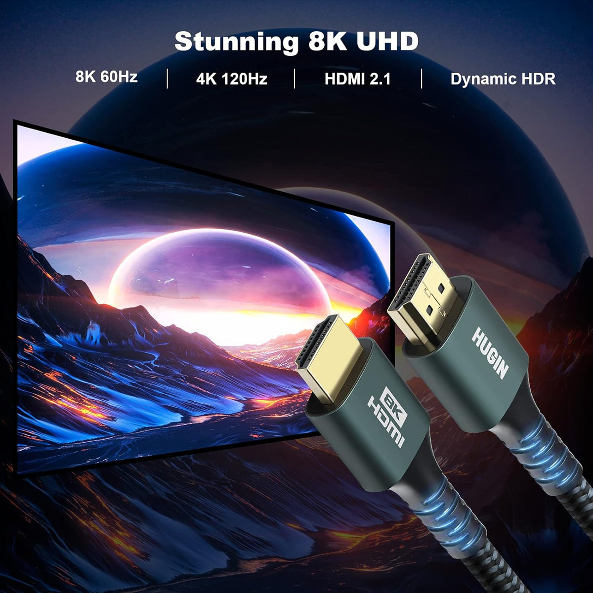 8K HDMI 2.1 Cable, 3FT 2 Pack 48Gbps Nylon Braided K4780