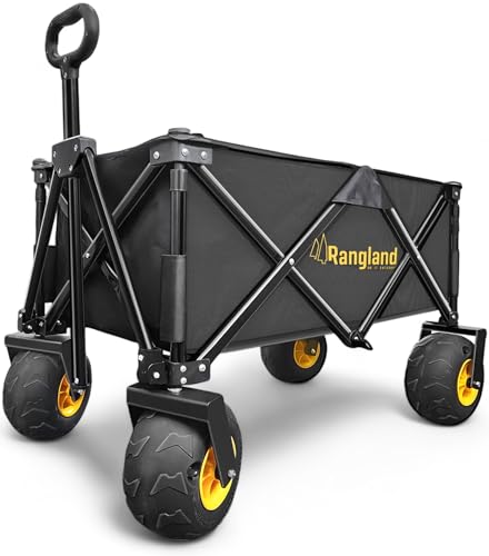 Large Balloon Air Tires Folding Utility Cart with Rustproof Heavy-Duty Steel Frame E546359
