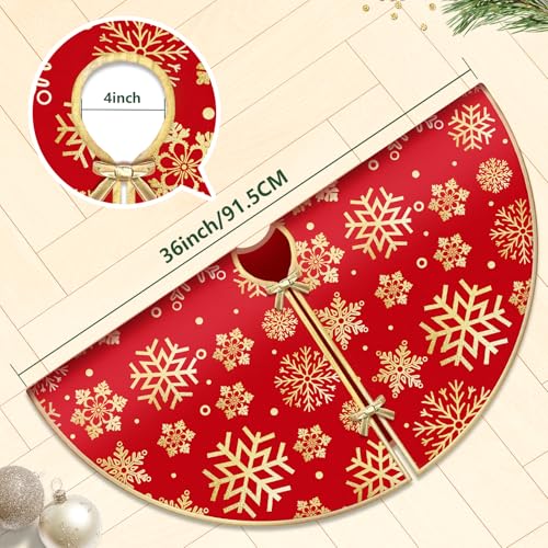 36 Inch Snowflake Round Red Tree Skirt I258355