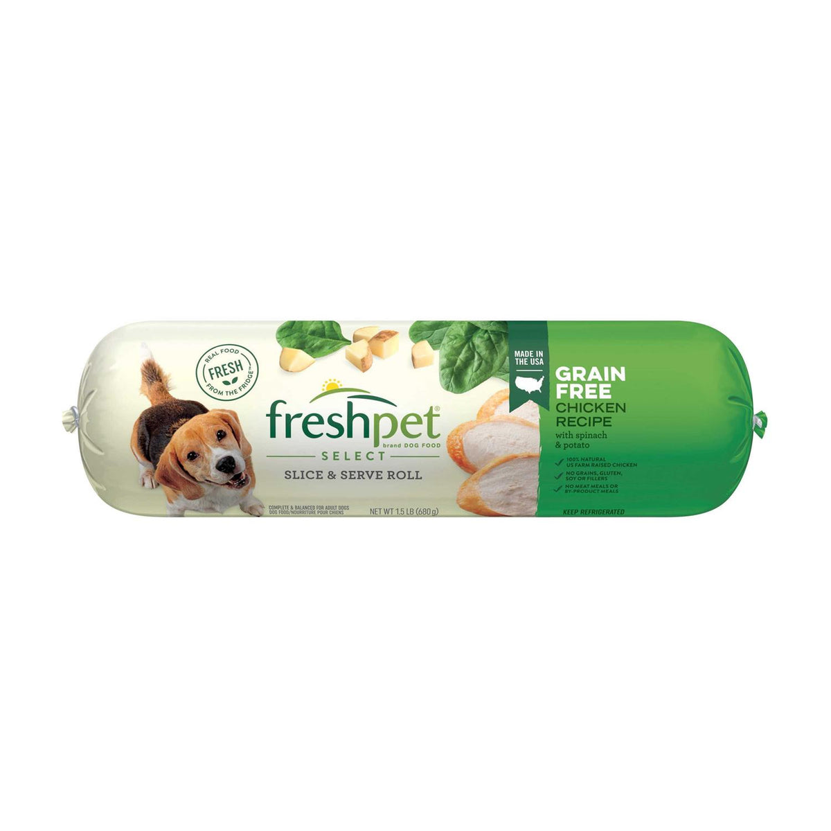 Grain Free Chicken Recipe Slice & Serve Roll Dog Food J459