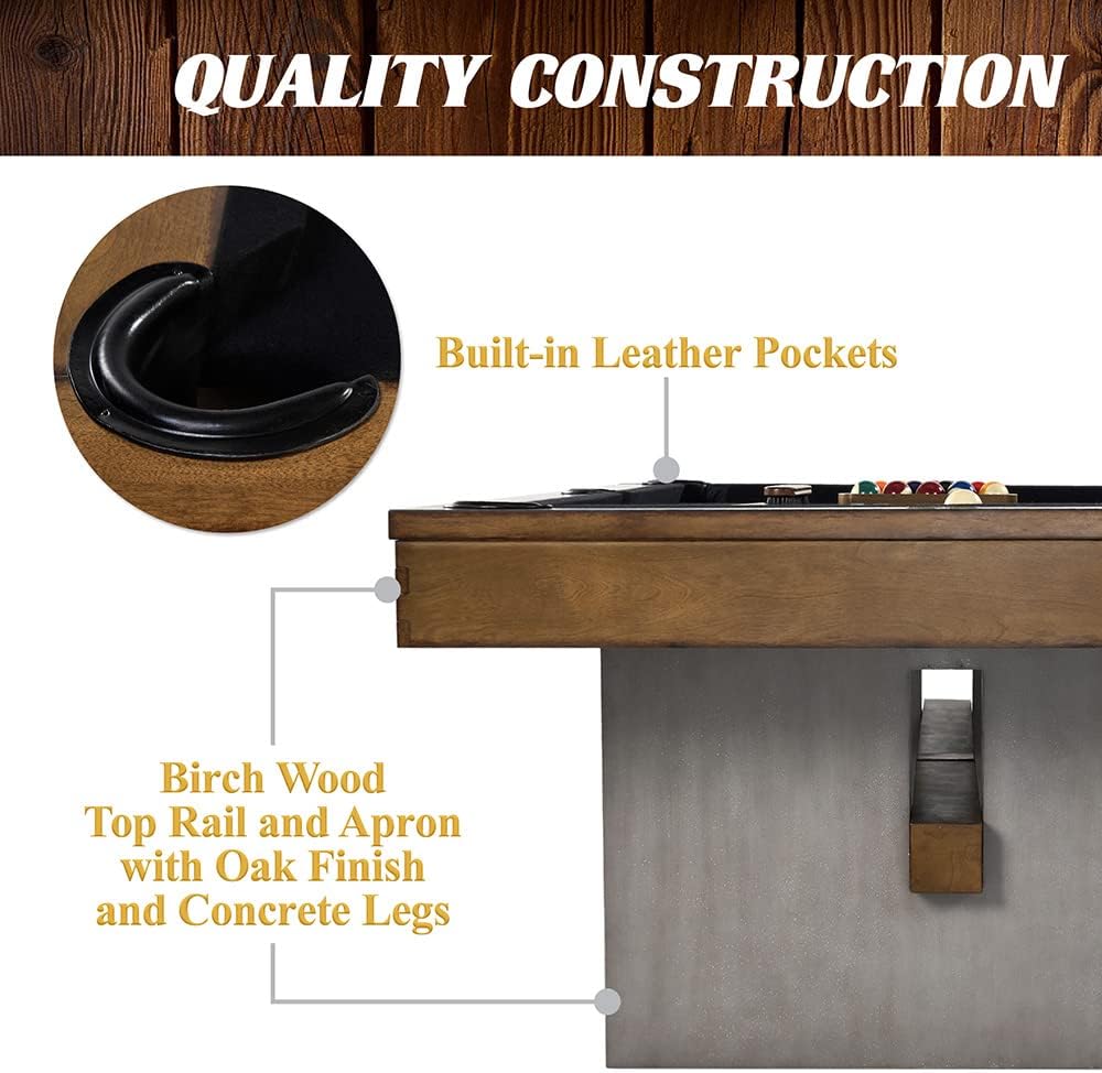 8' Slate-Tech Drop Pocket Table with Pool Ball and Cue Stick Set Z8160