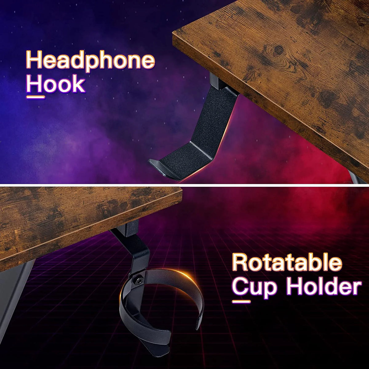 L Shaped Gaming Desk with 2 Monitor Stands U8236