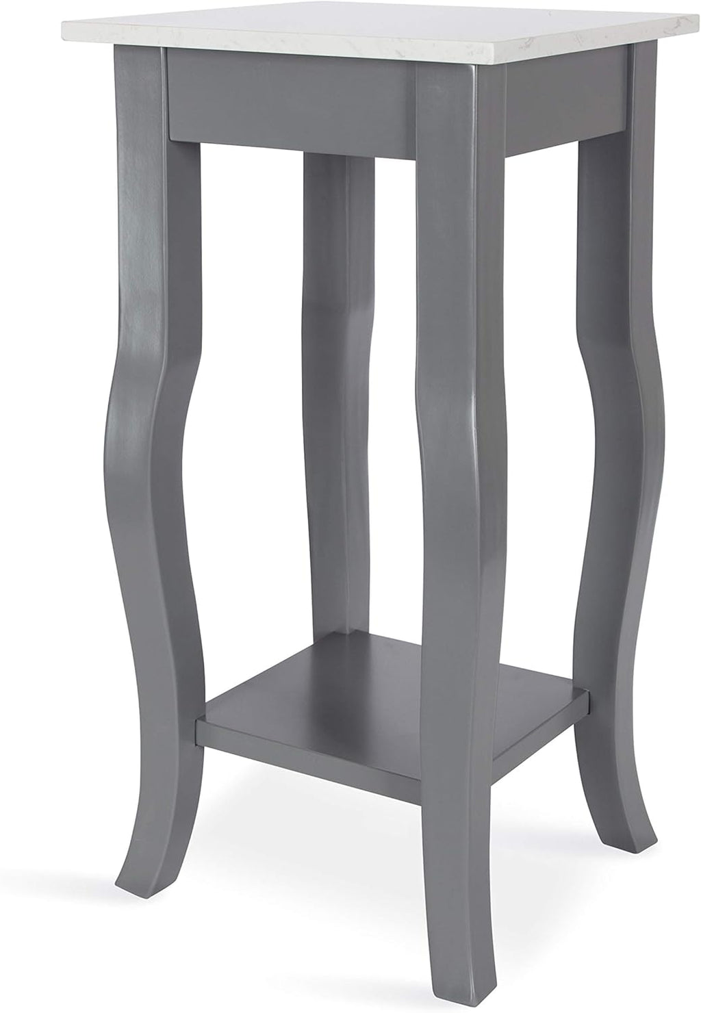 Black Wood Pedestal End Table with Display Shelf P51947