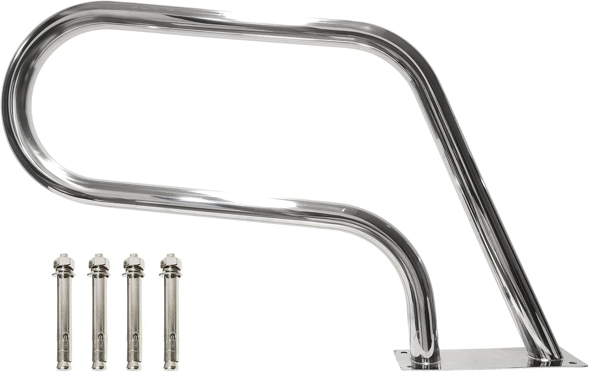 Pool Handrail 32x22.5 304 Stainless Steel with Base Plate Silver S7188