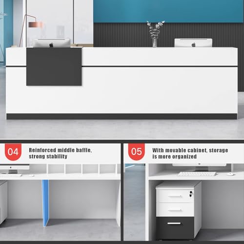 U-Shaped Wooden Reception Desk with Lockable Drawer S638527
