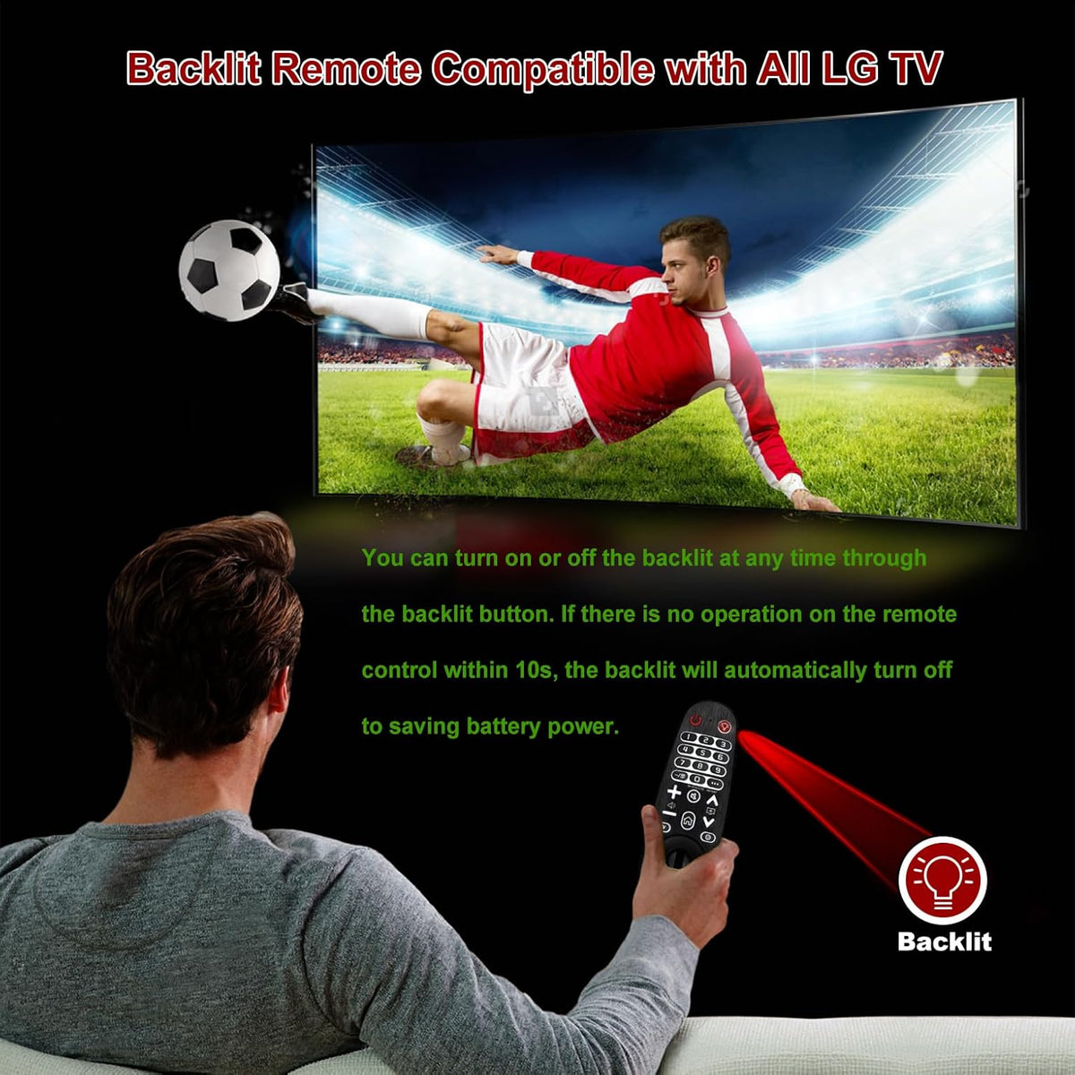 Universal Backlit Remote Control for LG Smart TVs H536