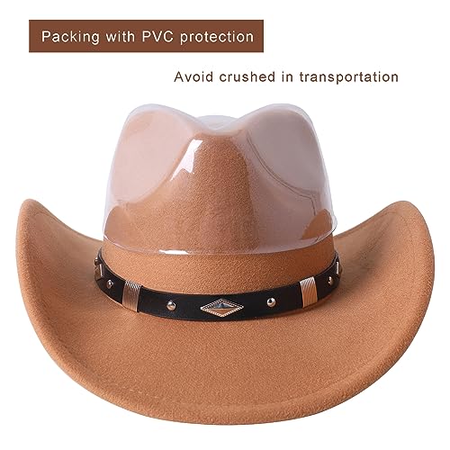 Felt Wide Brim Western Cowboy Hat with Belt Buckle W1420