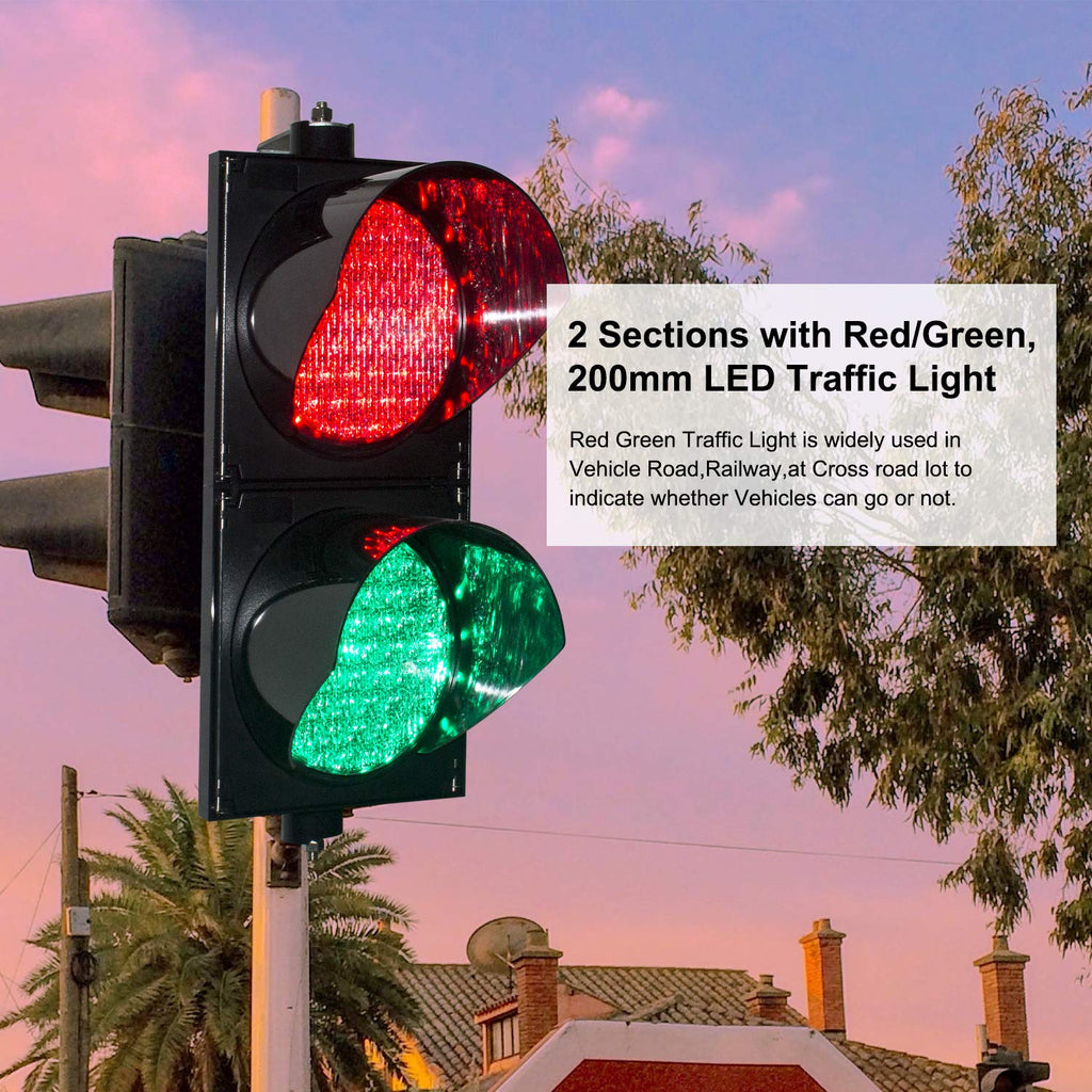200mm 8inch Red Green Industrial LED Traffic Light with PC Housing Waterproof IP65 H416230