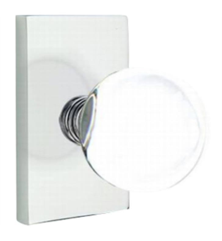 Satin Brass Double Dummy Knob with Modern Rectangular Rose V4877