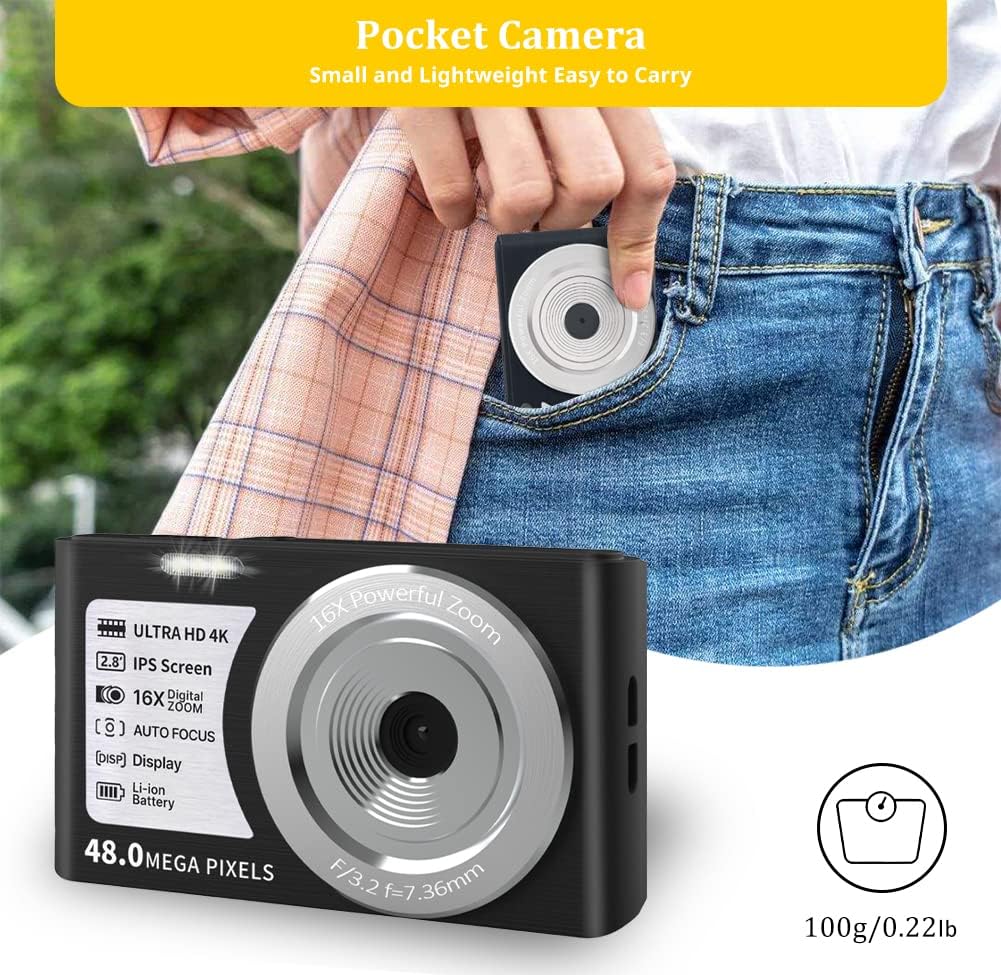 4K 48MP Portable Pocket Camera with Charger Dock, 2.8 LCD Screen, Pack of 2 X625