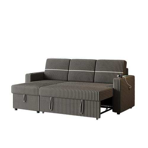 Corduroy Upholstered L-Shaped Sleeper Sectional Sofa Bed with Storage Chaise A41651