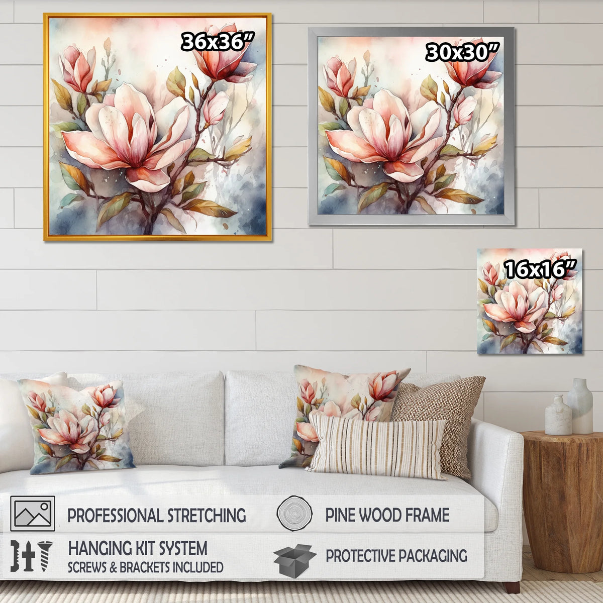 Floral Magnolias Canvas Art Print S332
