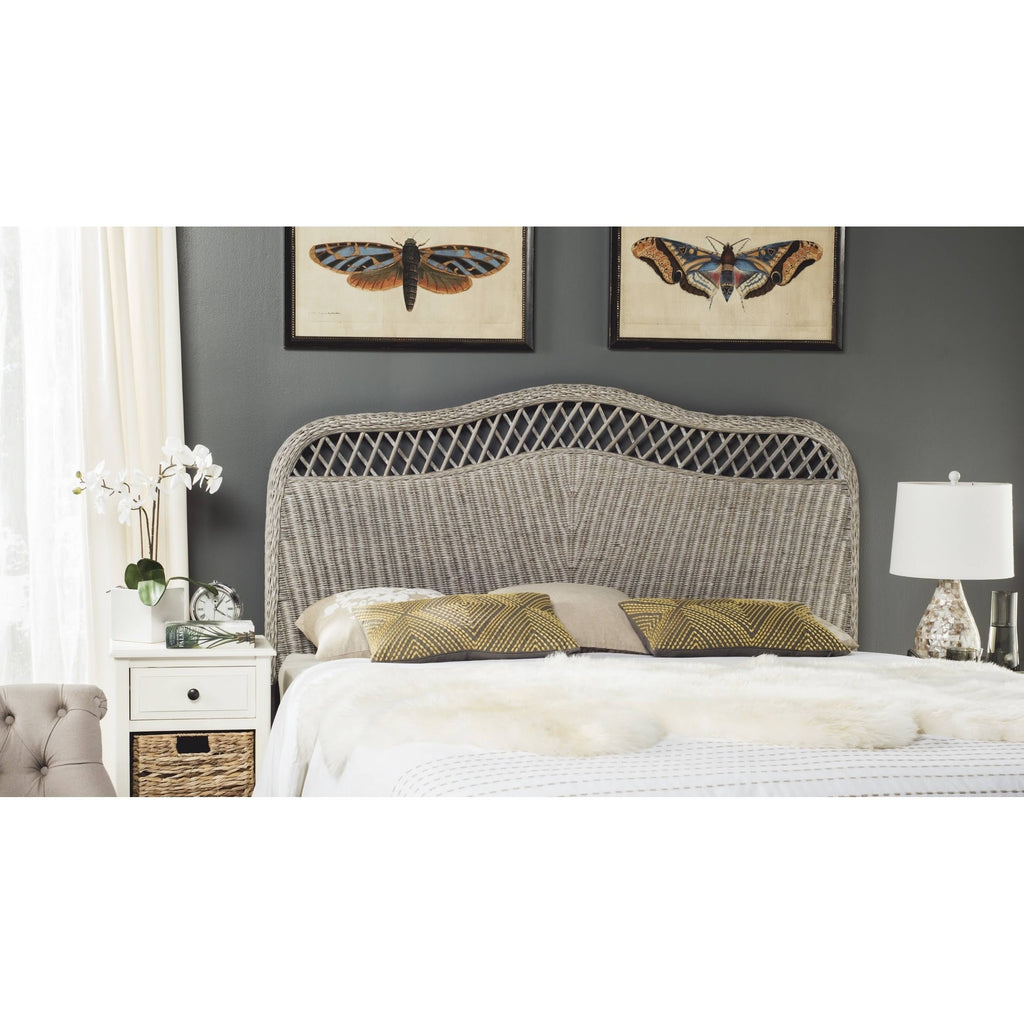 Antique Grey Rattan Full Headboard K71656