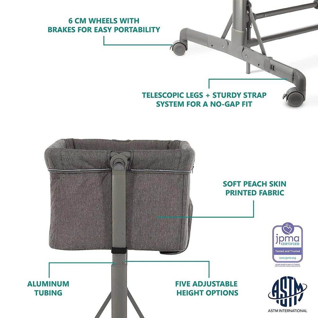 Dark Grey Lightweight Bassinet Bedside Sleeper Y77323