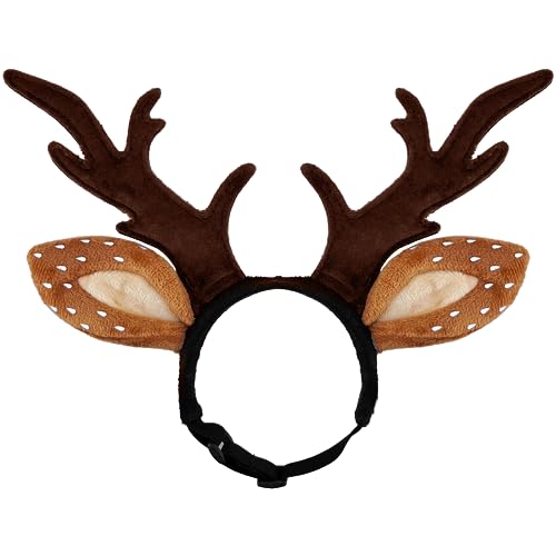 Dog Cat Christmas Reindeer Antlers Headband Adjustable Pet Costume K77784