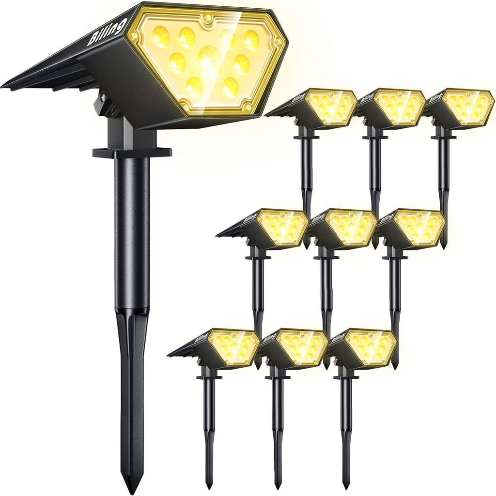 White 10 Pack Solar Spotlights Outdoor, IP67 Waterproof B374622