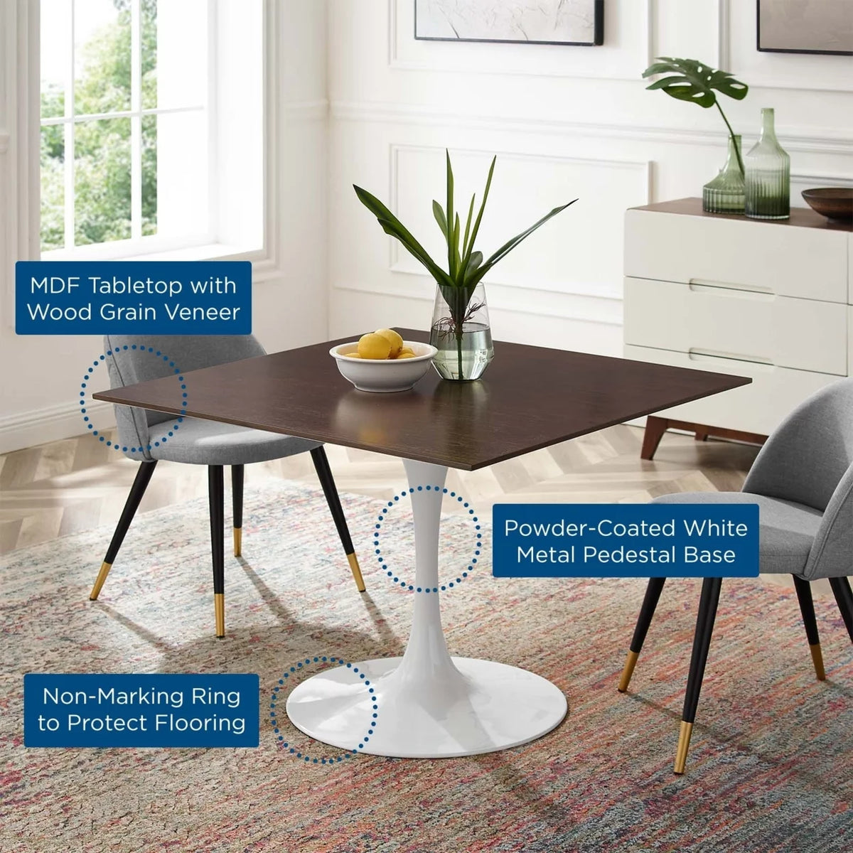 Modern Wood Square Dining Table E6697