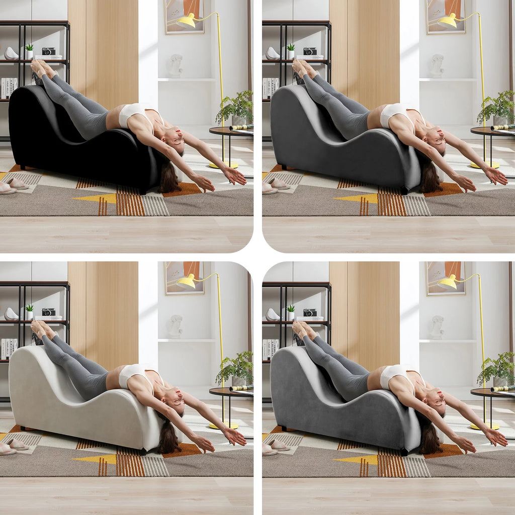 Curved Velvet Yoga Chaise Lounge D4547